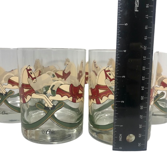 CERA Vintage Carousel Rocking Horse Set of 6 Old Fashioned Rocks Glasses Barware - Picture 4 of 9